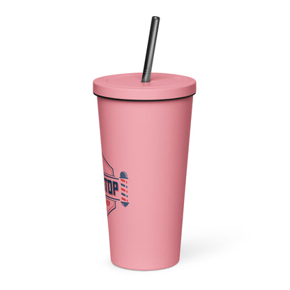 Insulated tumbler with a straw